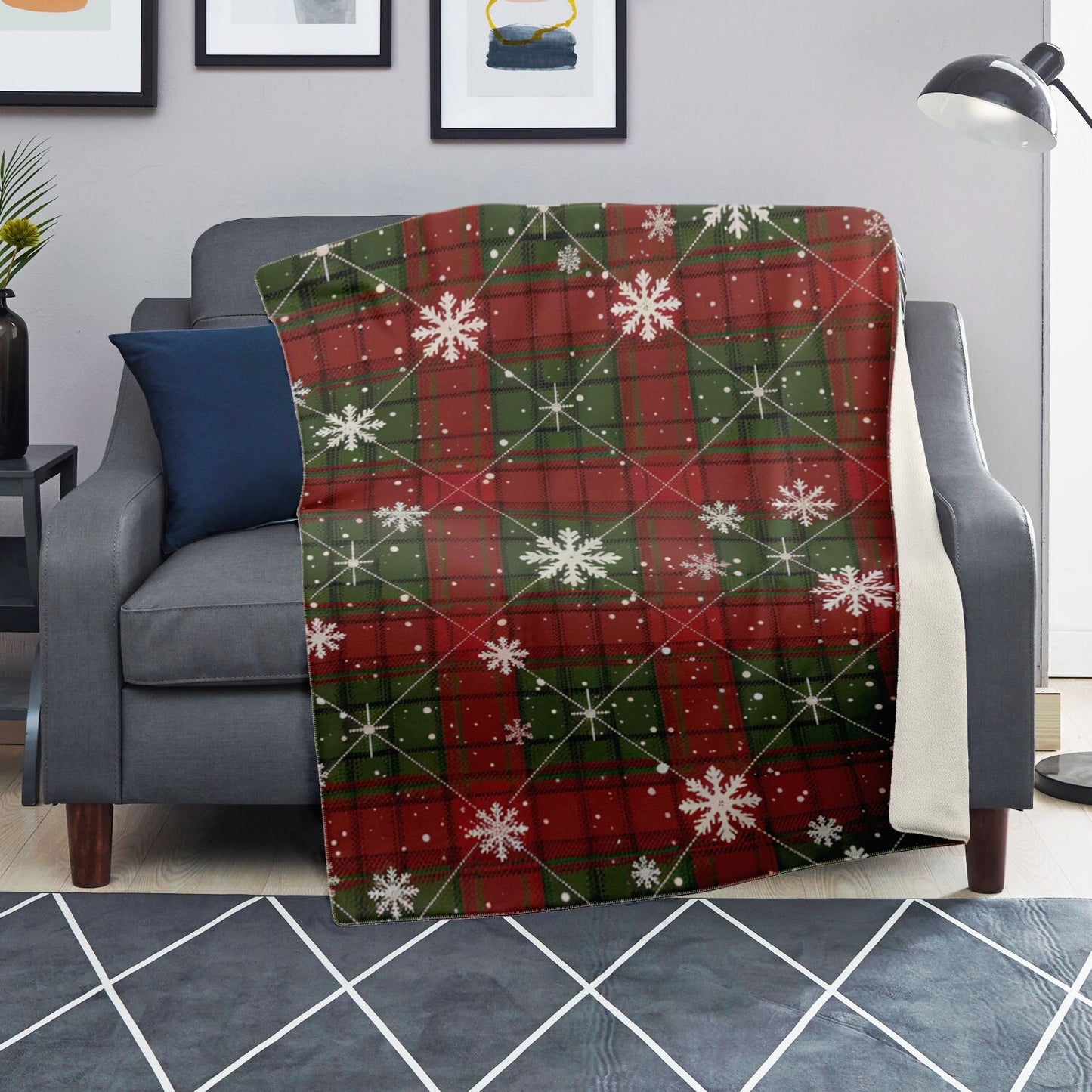 Winter Plaid Premium Microfleece Blanket - AOP