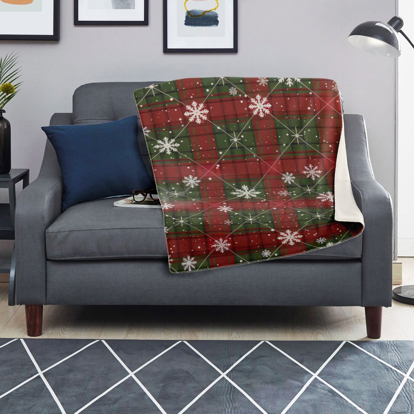 Winter Plaid Premium Microfleece Blanket - AOP