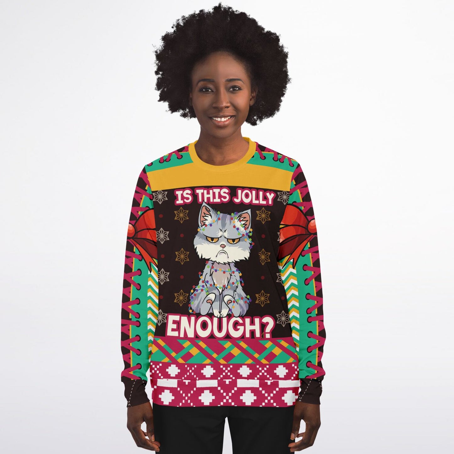 “Is This Jolly Enough?” Grumpy Cat Christmas Athletic Sweatshirt - AOP