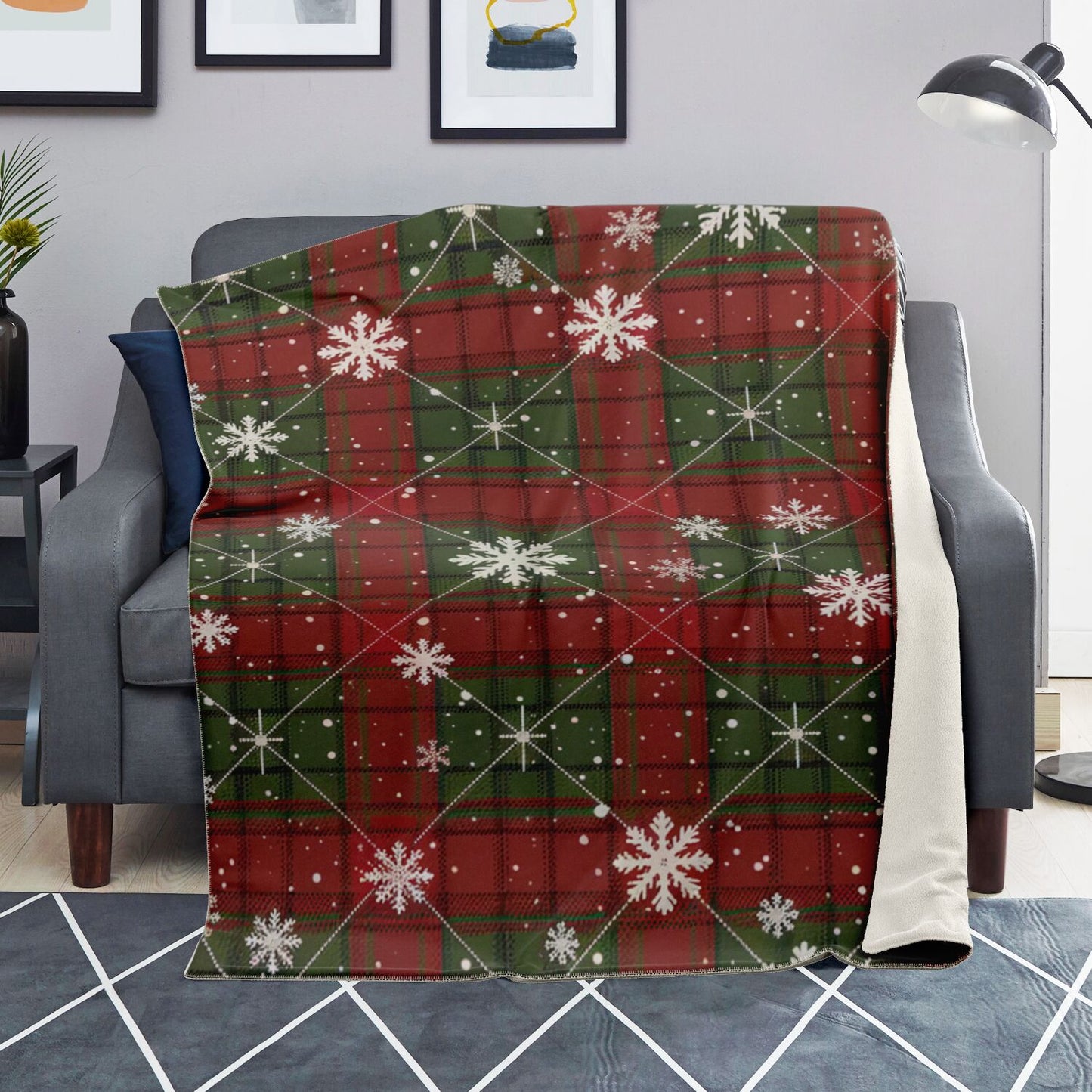Winter Plaid Premium Microfleece Blanket - AOP