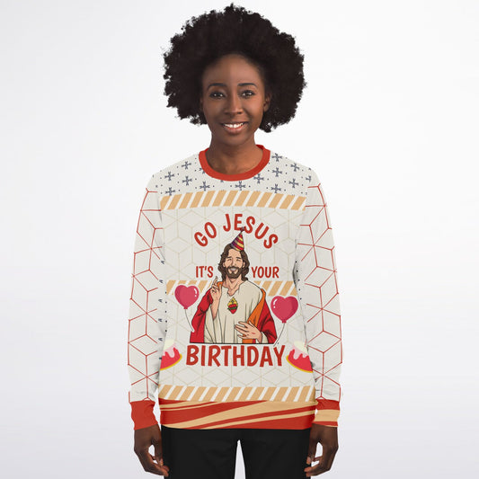 Go Jesus, It’s Your Birthday Christmas Athletic Sweatshirt - AOP