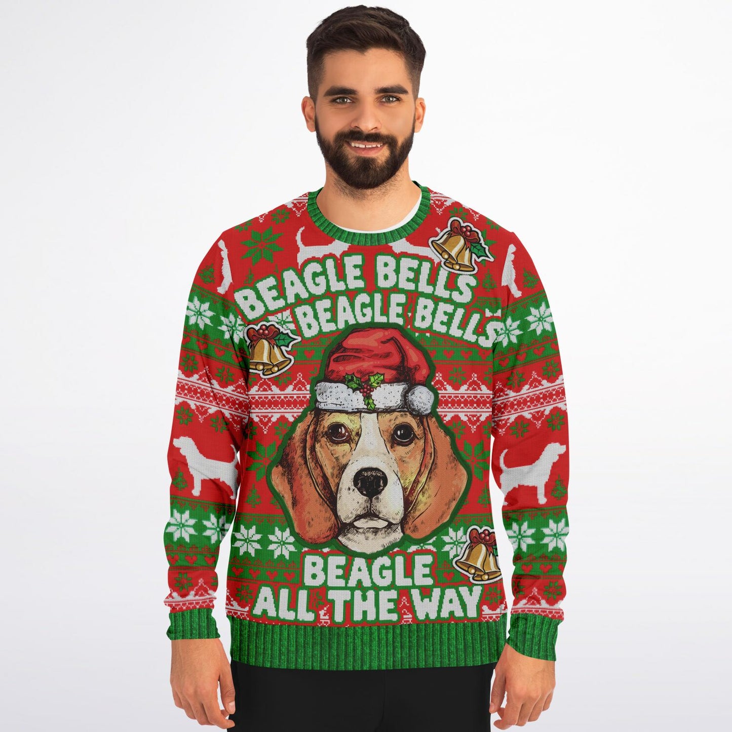 Beagle Bells Beagle Bells Beagles All The Way Christmas Athletic Sweatshirt - AOP