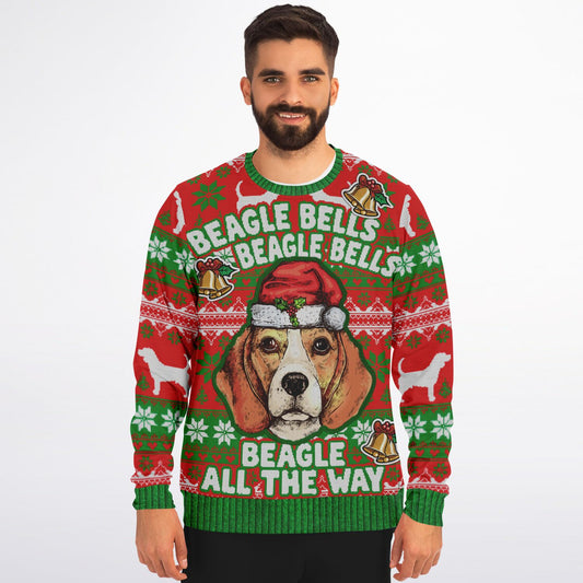 Beagle Bells Beagle Bells Beagles All The Way Christmas Athletic Sweatshirt - AOP