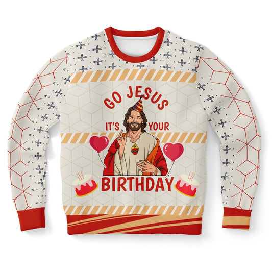 Go Jesus, It’s Your Birthday Christmas Athletic Sweatshirt - AOP