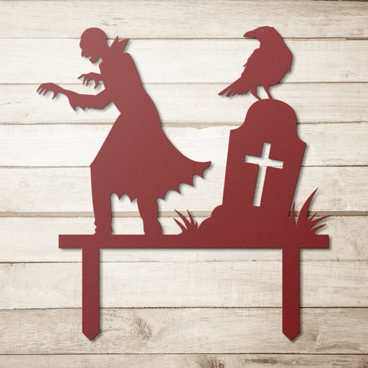 Halloween_Graveyard_Garden_Stake_Metal_S_Red_Simple_Wood_BKGD_Mockup.png