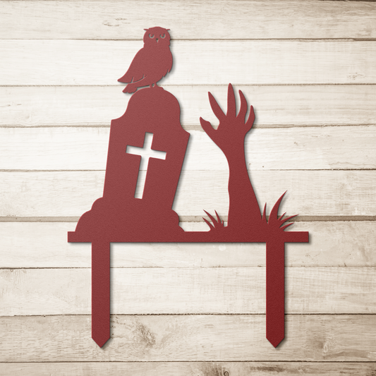 Tombstone_and_Zombie_Hand_Garden_Stake_M_Red_Simple_Wood_BKGD_Mockup.png