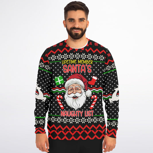 “Santa’s Naughty List Lifetime Member” Funny Christmas Athletic Sweatshirt - AOP