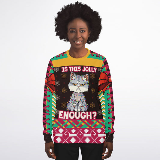 “Is This Jolly Enough?” Grumpy Cat Christmas Athletic Sweatshirt - AOP