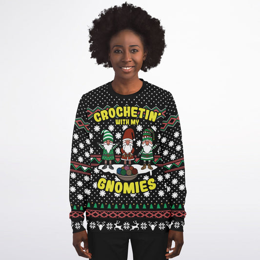 Crochetin' with my Gnomies Christmas Athletic Sweatshirt - AOP
